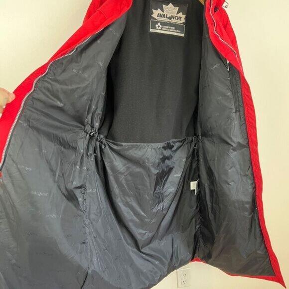 Avalanche Women's Large Red Long Hooded Nylon Ski Snow Patrol Overcoat Jacket - Picture 12 of 14